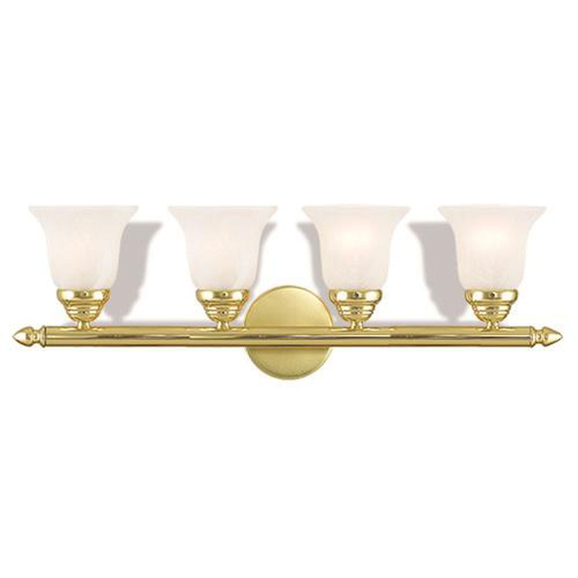 Shown in Polished Brass finish and White Alabaster glass